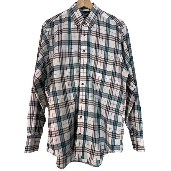 Burberry Men's Vintage Colorful Plaid 100% Cotton Shirt sz M
